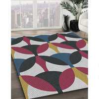 Patterned Dark Gray Novelty Rug, pat3021