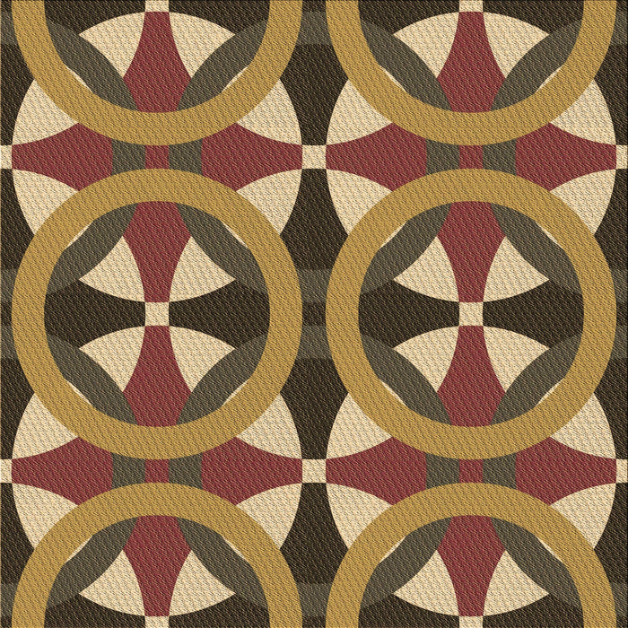 Round Patterned Red Brown Rug, pat3022brn