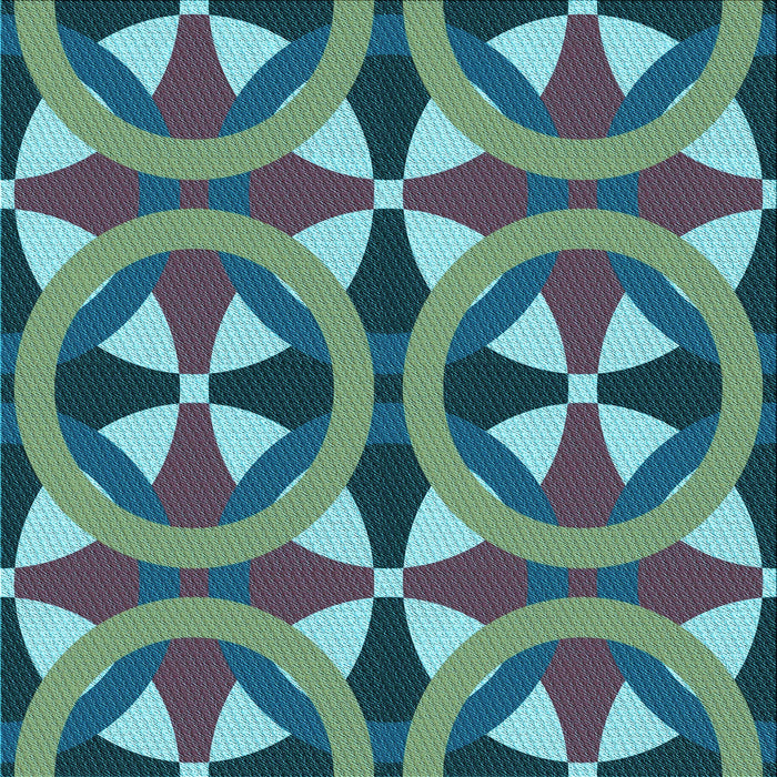 Round Patterned Blue Rug, pat3022lblu