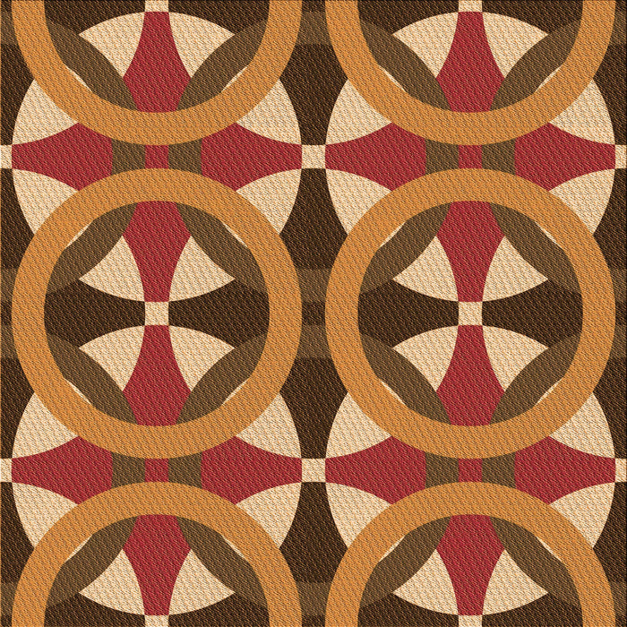 Round Patterned Orange Rug, pat3022org