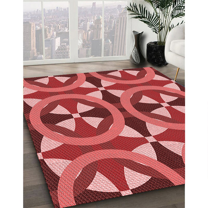 Patterned Red Rug in Family Room, pat3022rd