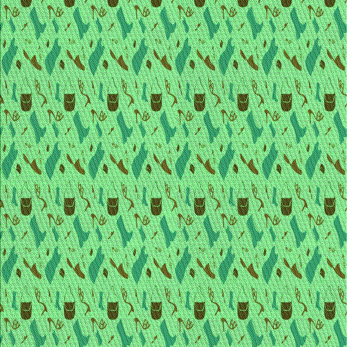 Machine Washable Transitional Green Rug, wshpat3023grn