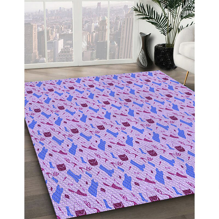 Patterned Mauve Purple Rug in Family Room, pat3023pur