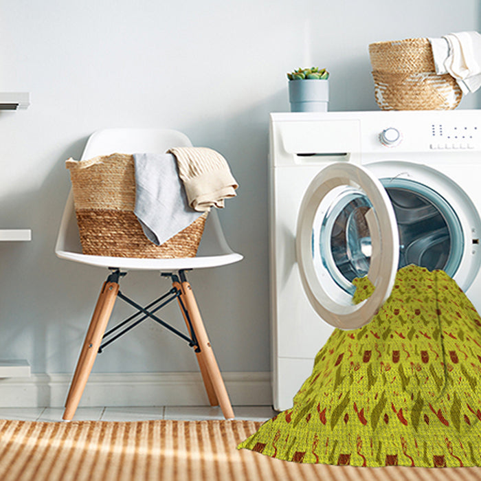 Machine Washable Transitional Yellow Rug in a Washing Machine, wshpat3023yw