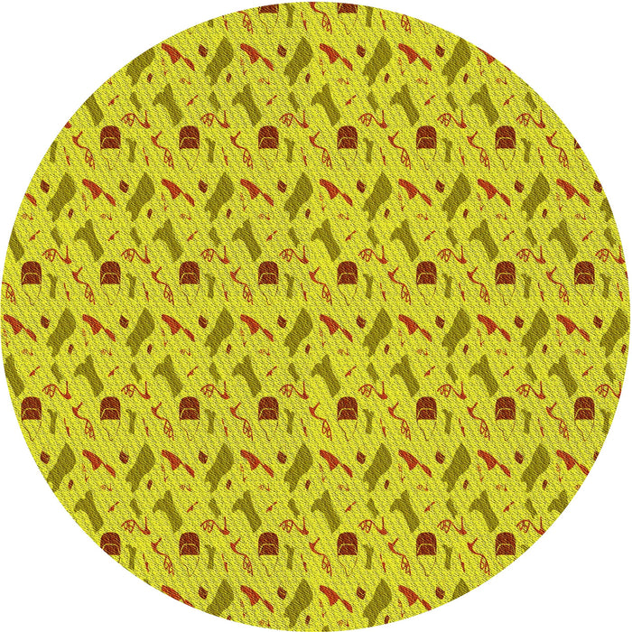 Square Machine Washable Transitional Yellow Rug in a Living Room, wshpat3023yw