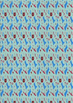 Patterned Grayish Turquoise Green Novelty Rug, pat3023