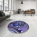 Round Patterned Purple Rug in a Office, pat3024blu