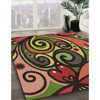 Patterned Red Rug, pat3024brn