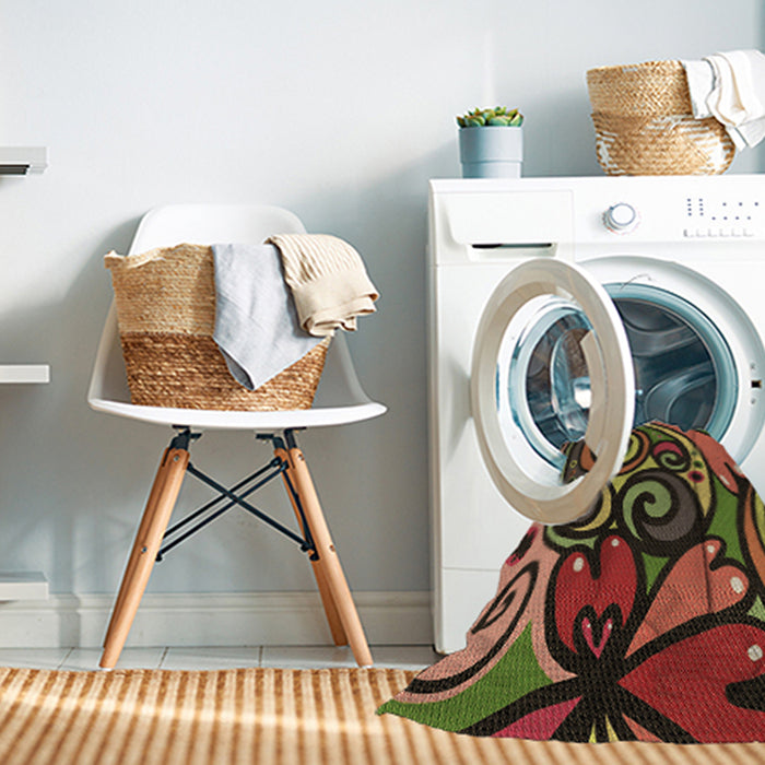 Machine Washable Transitional Night Red Rug in a Washing Machine, wshpat3024brn