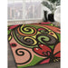 Machine Washable Transitional Night Red Rug in a Family Room, wshpat3024brn