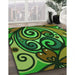 Machine Washable Transitional Dark Forest Green Rug in a Family Room, wshpat3024grn