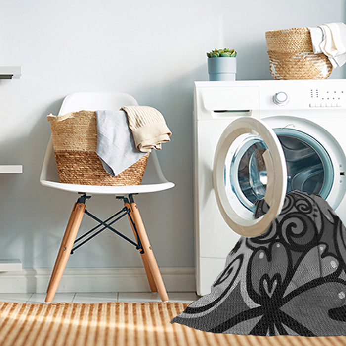 Machine Washable Transitional Charcoal Black Rug in a Washing Machine, wshpat3024gry