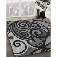 Patterned Charcoal Black Rug, pat3024gry