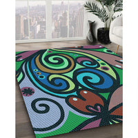 Patterned Mint Green Rug, pat3024lblu