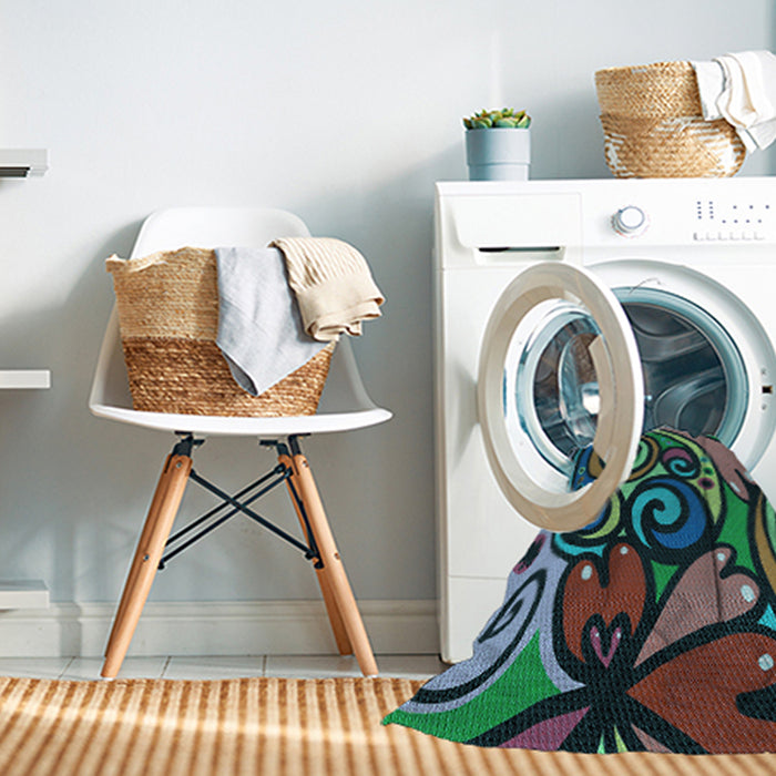 Machine Washable Transitional Mint Green Rug in a Washing Machine, wshpat3024lblu