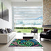 Square Patterned Mint Green Rug in a Living Room, pat3024lblu