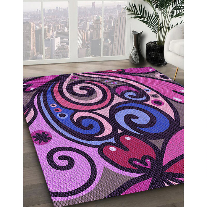 Machine Washable Transitional Plum Velvet Purple Rug in a Family Room, wshpat3024pur