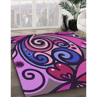 Patterned Plum Velvet Purple Rug, pat3024pur