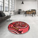 Round Patterned Orange Rug in a Office, pat3024rd