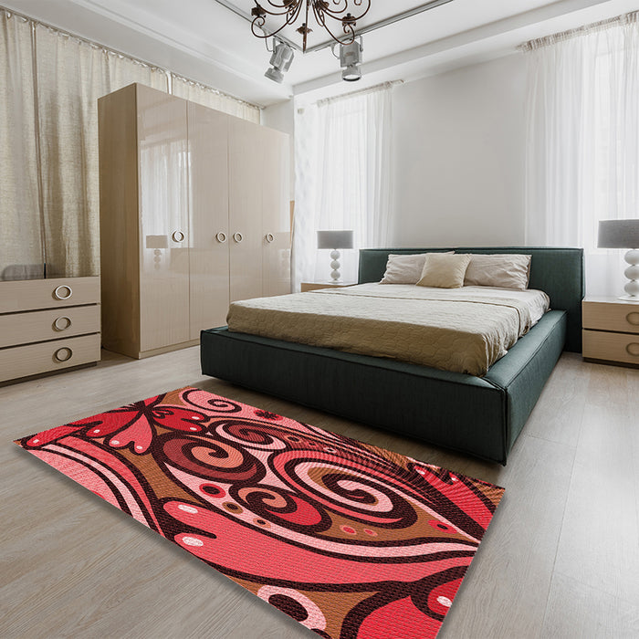Patterned Orange Rug in a Bedroom, pat3024rd