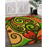 Patterned Dark Golden Brown Rug, pat3024yw