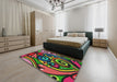 Machine Washable Transitional Green Rug in a Bedroom, wshpat3024