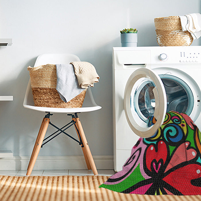 Machine Washable Transitional Green Rug in a Washing Machine, wshpat3024