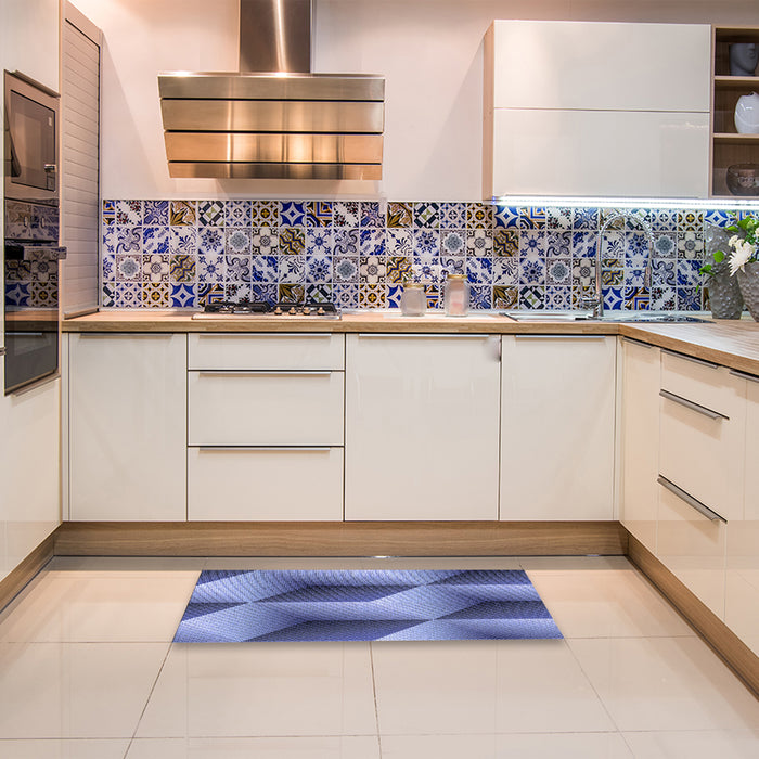 Patterned Sky Blue Rug in a Kitchen, pat3025blu