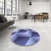 Round Patterned Sky Blue Rug in a Office, pat3025blu