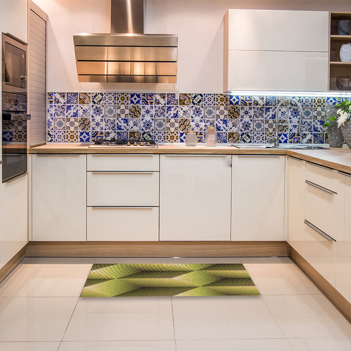 Patterned Dark Bronze Brown Rug in a Kitchen, pat3025brn