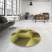 Round Patterned Dark Bronze Brown Rug in a Office, pat3025brn