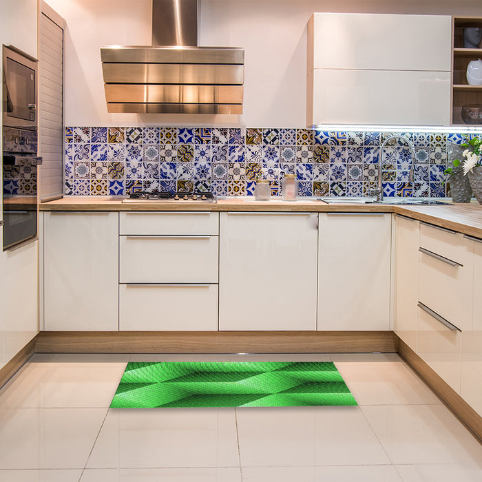 Patterned Green Rug in a Kitchen, pat3025grn