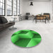 Round Patterned Green Rug in a Office, pat3025grn