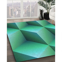 Patterned Medium Spring Green Rug, pat3025lblu