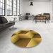 Round Patterned Dark Bronze Brown Rug in a Office, pat3025org