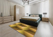 Patterned Dark Bronze Brown Rug in a Bedroom, pat3025org