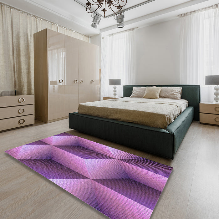 Patterned Orchid Purple Rug in a Bedroom, pat3025pur