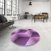 Round Patterned Orchid Purple Rug in a Office, pat3025pur