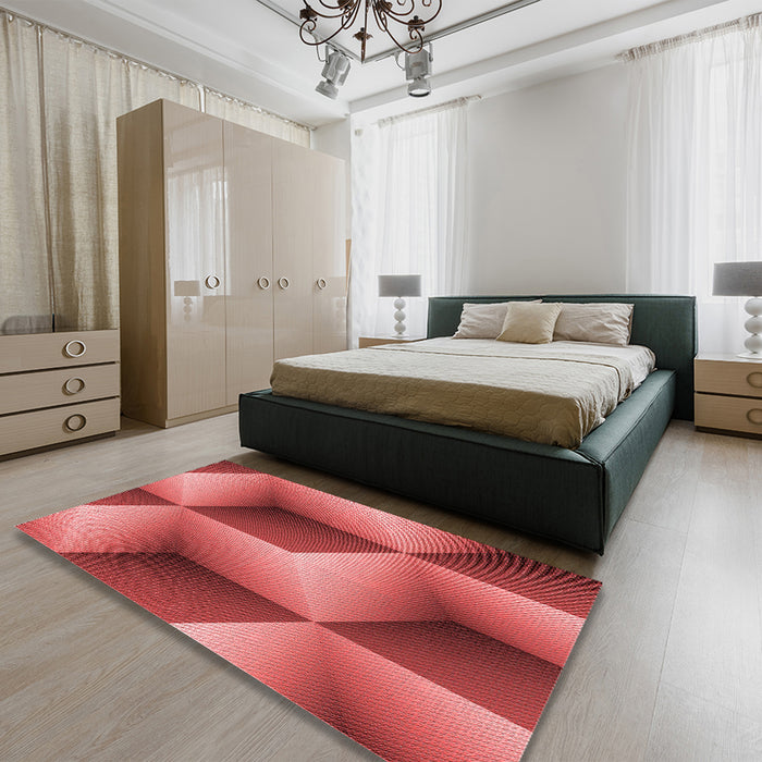 Patterned Red Rug in a Bedroom, pat3025rd