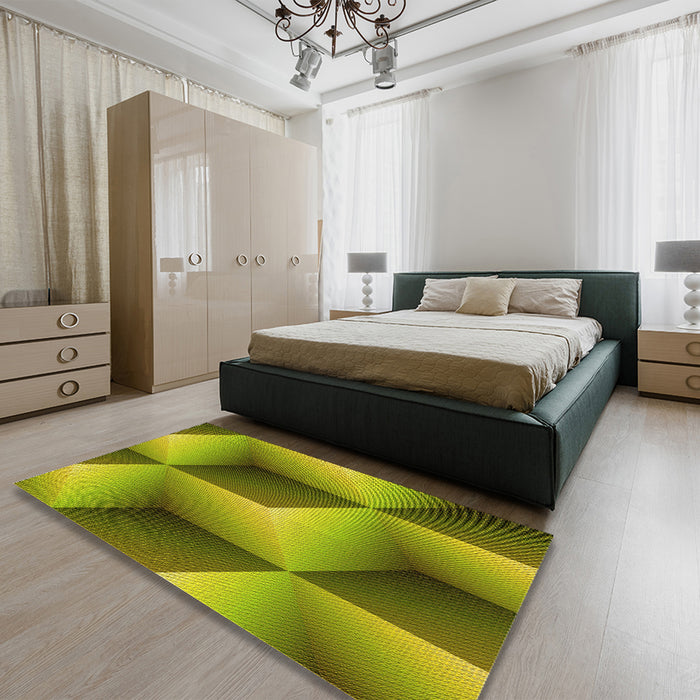 Patterned Green Rug in a Bedroom, pat3025yw
