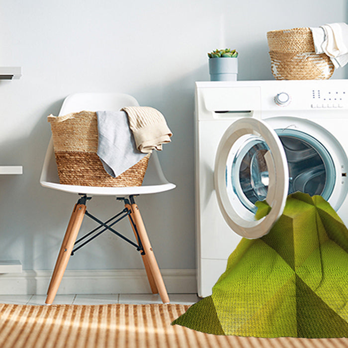 Machine Washable Transitional Green Rug in a Washing Machine, wshpat3025yw
