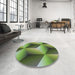 Round Patterned Yellow Green Novelty Rug in a Office, pat3025