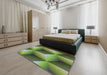 Patterned Yellow Green Novelty Rug in a Bedroom, pat3025