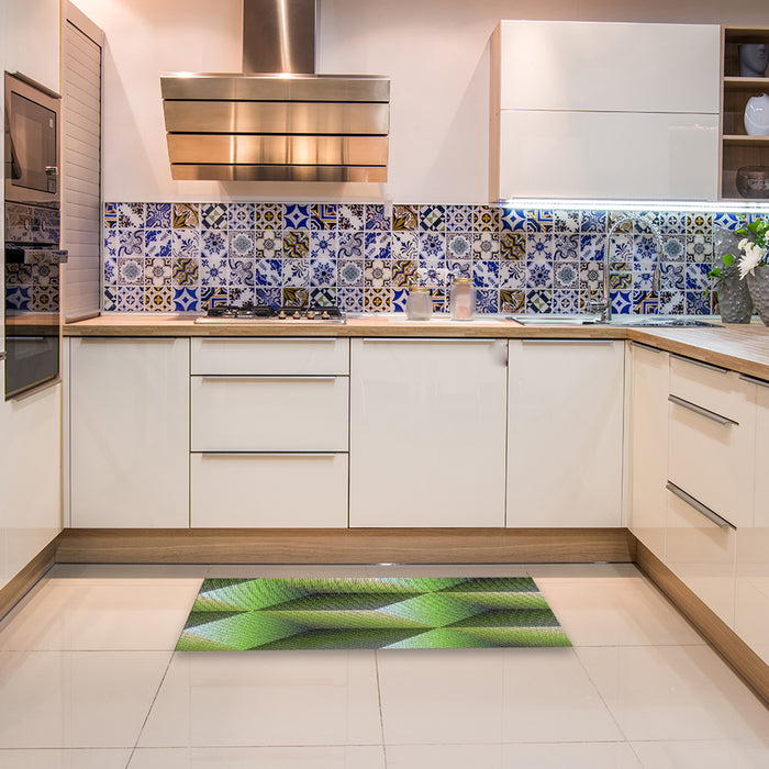 Machine Washable Transitional Yellow Green Rug in a Kitchen, wshpat3025