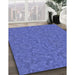 Patterned Light Slate Blue Rug in Family Room, pat3026blu