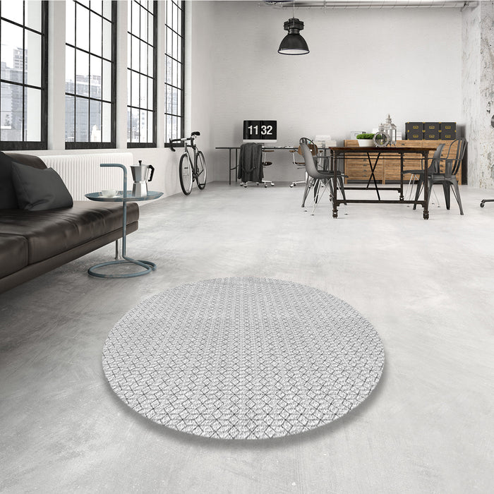 Round Patterned Platinum Gray Rug in a Office, pat3028gry