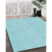 Patterned Electric Blue Rug in Family Room, pat3028lblu