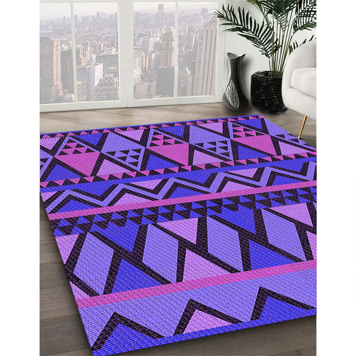 Patterned Bright Purple Rug in Family Room, pat3029pur