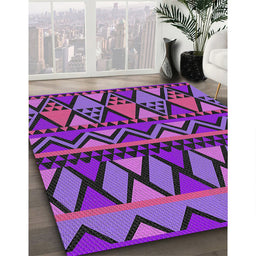 Patterned Purple Modern Rug in Family Room, pat3029