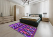 Machine Washable Transitional Purple Flower Purple Rug in a Bedroom, wshpat3029